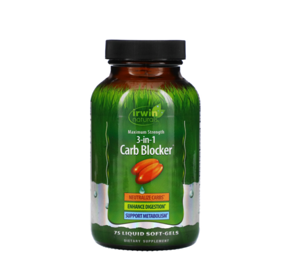 3-In-1 Carb Blocker, Maximum Strength, 75 Softgels